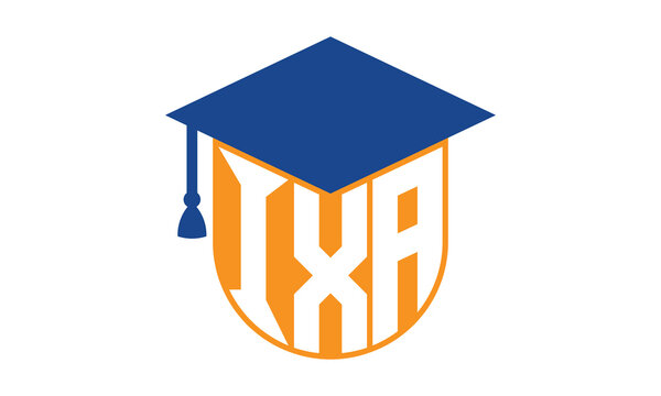 IXA initial letter academic logo design vector template. school college logo, university logo, graduation cap logo, institute logo, educational logo, library logo, teaching logo, book shop, varsity	
