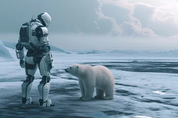 Fotobehang a robot and a polar bear © Tatiana