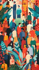Large Group of People Standing Together in Circle