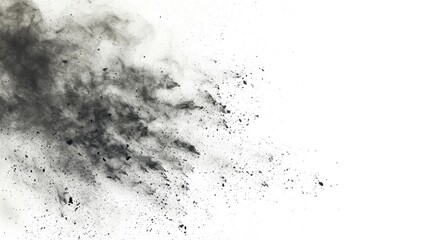 Charcoal black particles.charcoal particles on white background, abstract powder, black powder white background , PNG