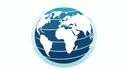 A clean flat icon of a globe with latitude and long
