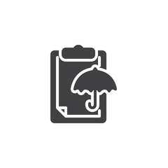 Paper clipboard and umbrella vector icon