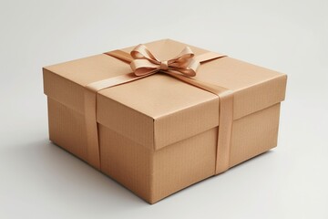 A festive gift box wrapped in brown paper with a decorative bow, perfect for celebrations.