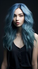 Woman With Blue Hair Posing