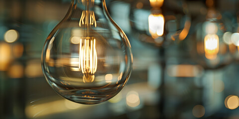 Retro-Glühbirne ohne Lampenschirm hängt im Restaurant