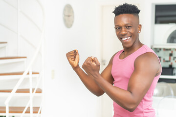 Sporty african american young man ready for workout