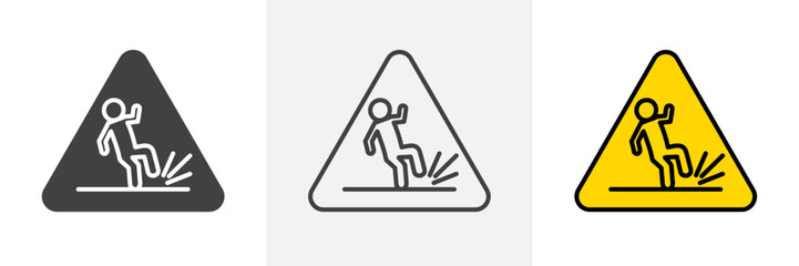 Wet Floor Sign Isolated Line Icon Style Design. Simple Vector Illustration