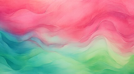 Fototapeta na wymiar Abstract ombre watercolor background with Watermelon pink, Lime green, Turquoise