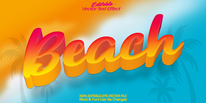 Beach Vector Text Effect Editable Alphabet Summer Tropical Sea Paradise