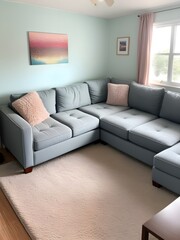 Interior of a seating room with soft sofas