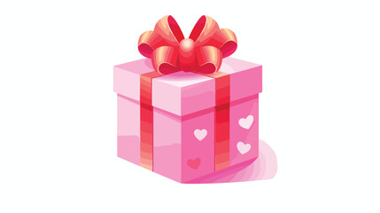 A festive flat icon of a gift box with a bow repres