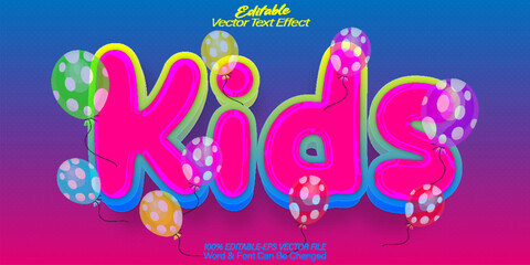 Kids Vector Text Effect Editable Alphabet Joy Child Colorful Cute