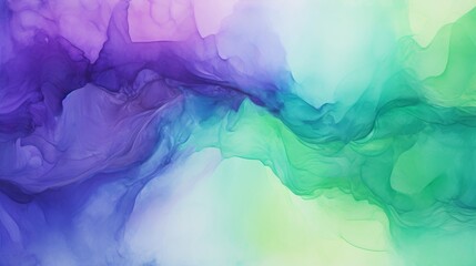 Abstract ombre watercolor background with Deep purple, Electric blue, Neon green