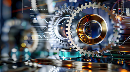 Metallic Machine and Industrial Technology, Gears and Mechanical Power, Business and Engineering Concept
