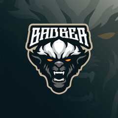 Badger mascot logo design with modern illustration concept style for badge, emblem and t shirt printing. Honey badger head illustration for sport and esport team.