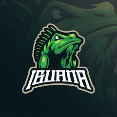 Iguana mascot logo design with modern illustration concept style for badge, emblem and t shirt printing. Iguana head illustration for sport and esport team.