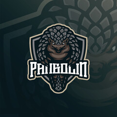 Pangolin mascot logo design with modern illustration concept style for badge, emblem and t shirt printing. Cute pangolin illustration for sport and esport team.