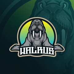 Walrus mascot logo design with modern illustration concept style for badge, emblem and t shirt printing. Cute walrus illustration.