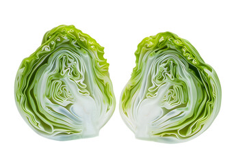 Obraz premium Halved cabbage isolated on transparent background