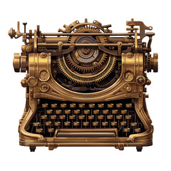 Fototapeta na wymiar Steampunk Schreibmaschine Illustration isoliert auf transparentem Hintergrund