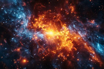 Fototapeta premium Vibrant depiction of space with a cosmic explosion, evoking wonder and the mysteries of the universe