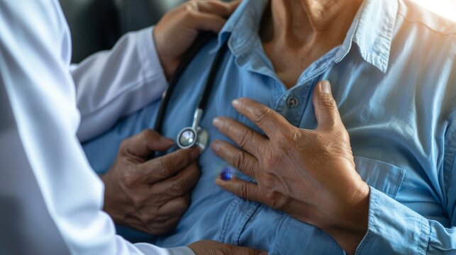  Diseases of the lung in the picture in the hands of a doctor, heart disease patient, a chest pain to his doctor