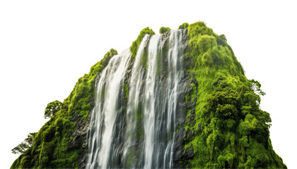 waterfall in the mountains isolated on transparent background cutout