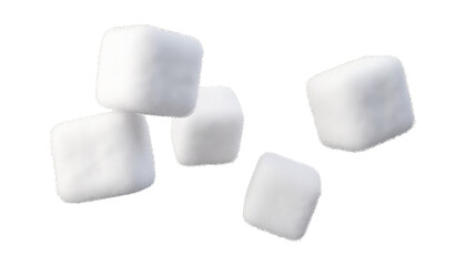 white sugar cubes isolated on transparent background cutout