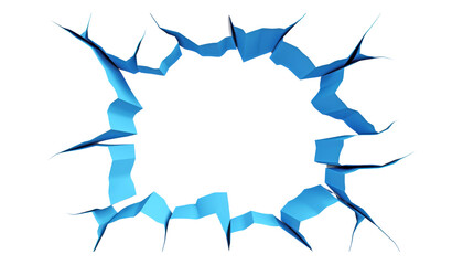 hole in the wall with blue edge isolated on transparent background cutout