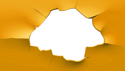 hole in the yellow paper isolated on transparent background cutout