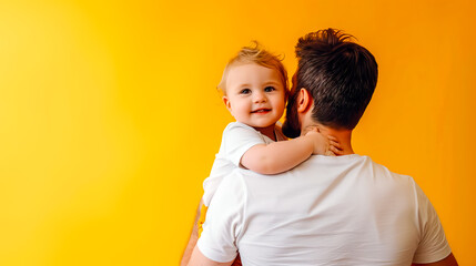 Dad holding his young daughter ideal fathers day promotion with copy space