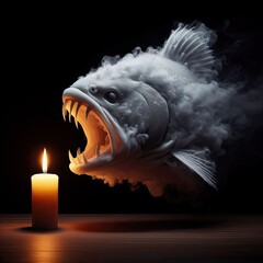 piranha comes out formed from candle smoke - version      
 1