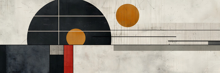 A minimalist composition of geometric shapes and lines, exploring the interplay of form and space in abstract art