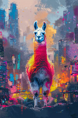 A llama doing stand-up comedy - 757215967