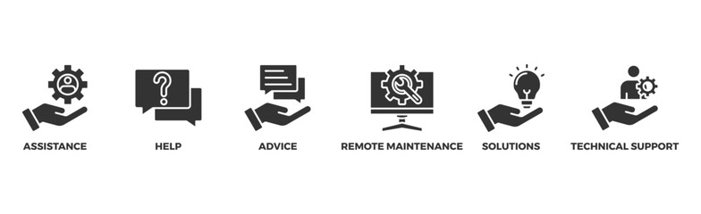 IT Expert banner web icon vector illustration concept with icon of assistance, help, advice, remote maintenance, solutions and technical support