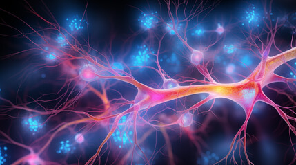 Complex neural network with interconnected nodes ai generated image background