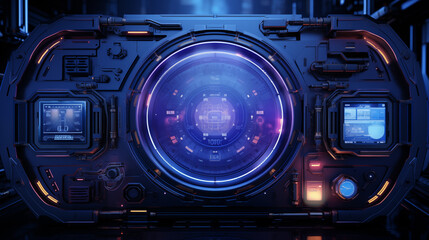 Futuristic sci-fi device with neon lights ai generated image background
