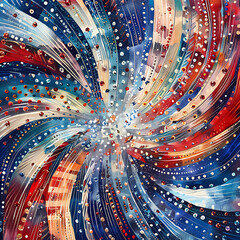 A patriotic-themed digital illustration showcasing a glittering mosaic of red, white, and blue sparkles, symbolizing  - obrazy, fototapety, plakaty