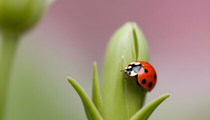 A Ladybug Peeking Out From A Flower Bud
