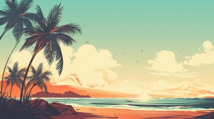 Fototapeta na wymiar Vintage style tropical beach and summer background