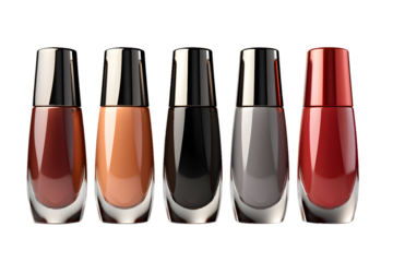 Nail polish bottles mock up isolated on transparent background