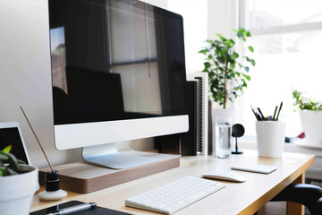 Modern Office Workspace with Desktop Computer and Accessories