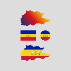 Andorra 1934 national map and flag vectors set....