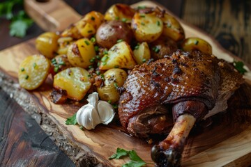 Slowcooked Duck Leg Confit on a Bed of Sautéed Potatoes