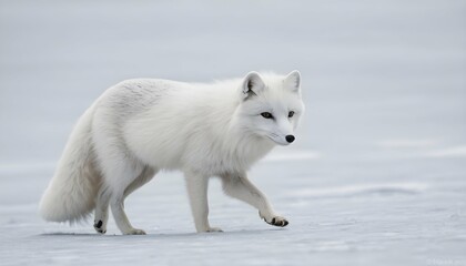 An Arctic Fox Hunting For Prey In The Icy Tundra