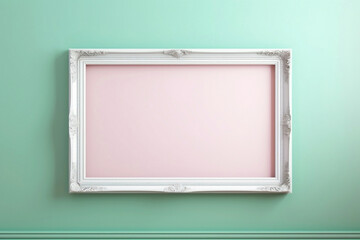 Experience the most perfect empty frame against a soft color wall, ready for your artistic visions...