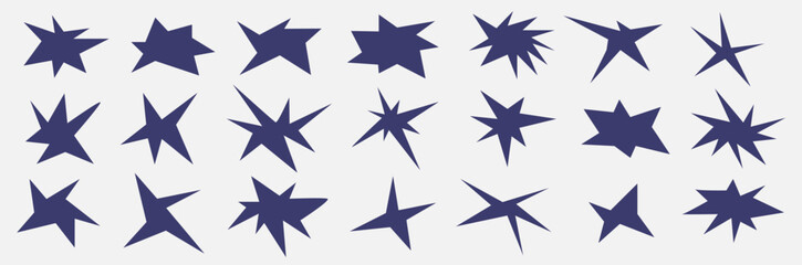 Set of explosion star shape in in retro flat style. Acute flash form. Black bursting star. Vector illustration © Nastya