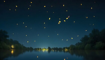 Fireflies Floating Gently Through The Night Sky