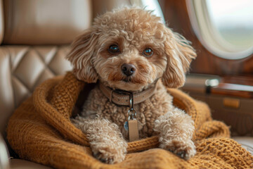 Poodle in a warm blanket