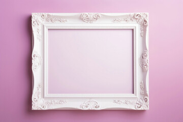 Experience the flawless beauty of a blank frame against a gentle color wall, a pristine space for your imaginative designs.